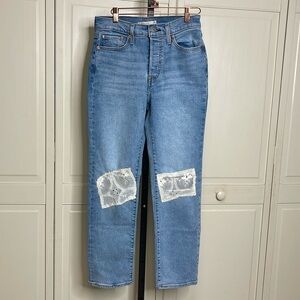 Levi Strauss & Co Women’s “Wedgie Straight” High Rise Patchwork Jeans Size 27